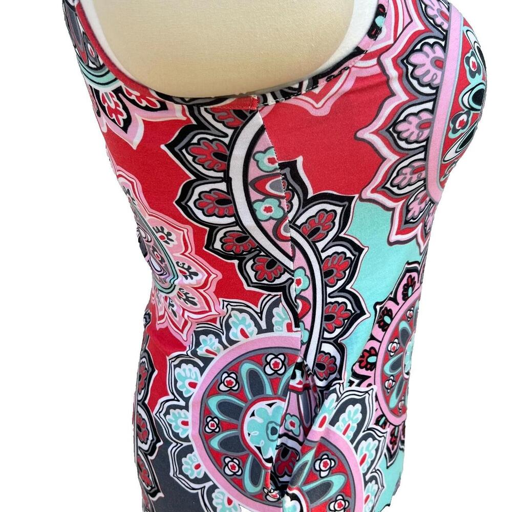 Bishuige - Women's L Dress Sleeveless 60's Mandala Retro Print Spandex Shift - Picture 5 of 8